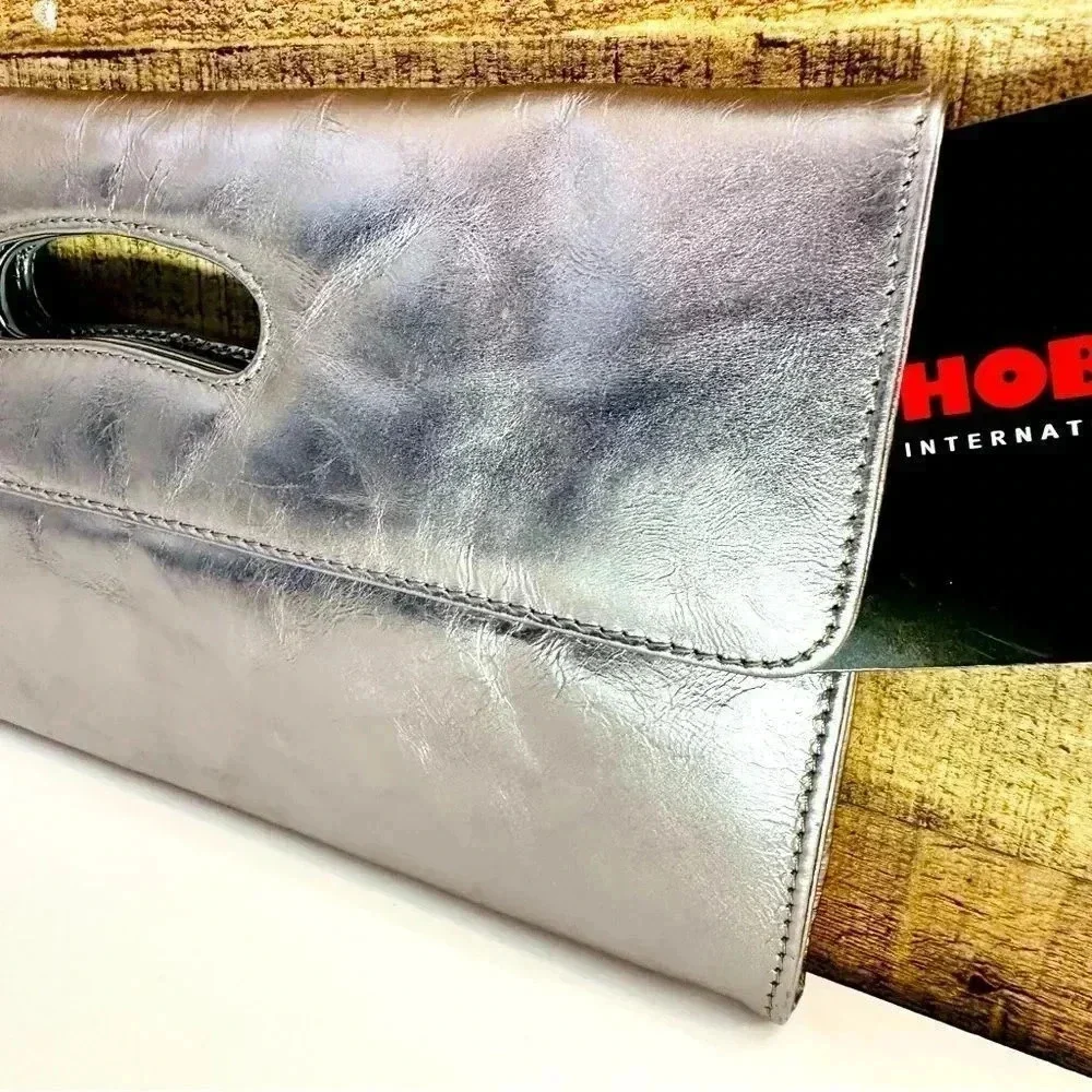 NWT Hobo International Katrina Metallic Pewter Clutch